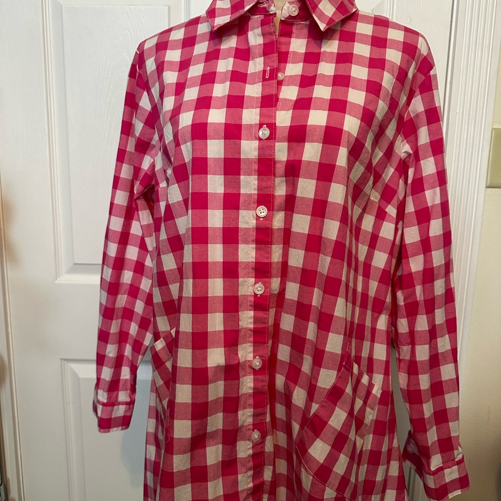 Joan Rivers Pink and White Checkered Tunic